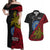 Papua New Guinea Sandaun Province Couples Matching Off Shoulder Maxi Dress and Hawaiian Shirt PNG Birds Of Paradise Polynesian Arty Style LT03 Red - Polynesian Pride