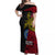 Papua New Guinea Sandaun Province Off Shoulder Maxi Dress PNG Birds Of Paradise Polynesian Arty Style LT03 Women Red - Polynesian Pride