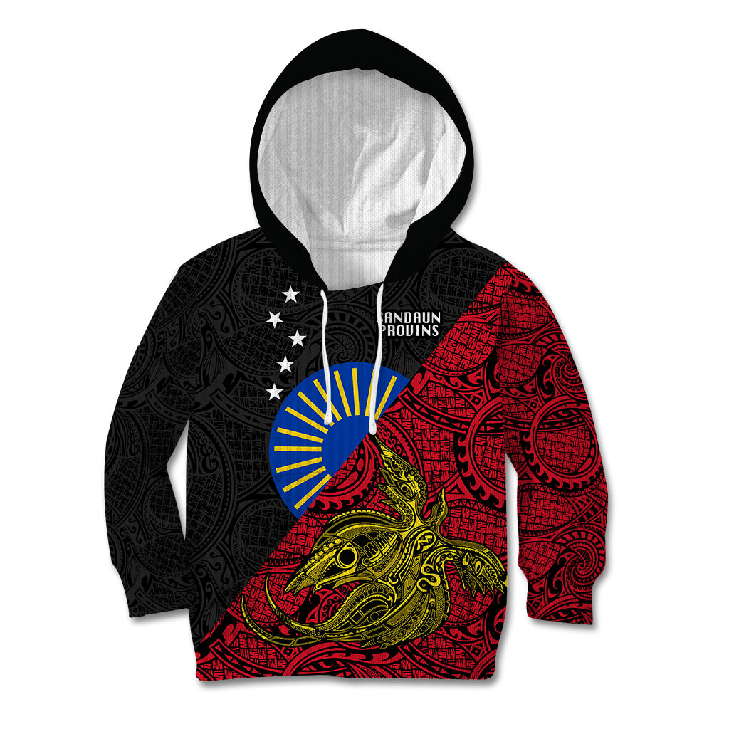 Personalised Papua New Guinea Sandaun Province Kid Hoodie PNG Birds Of Paradise Polynesian Arty Style LT03 Hoodie Red - Polynesian Pride