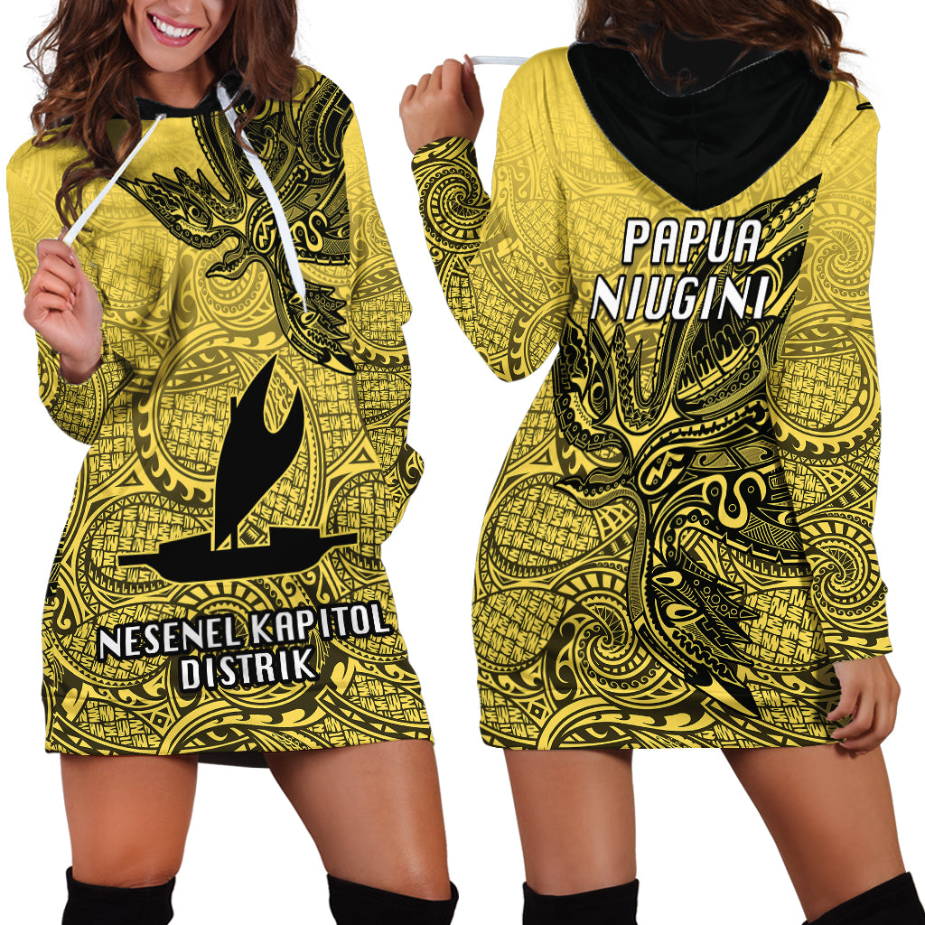 Papua New Guinea National Capital District Hoodie Dress PNG Birds Of Paradise Polynesian Arty Style LT03 - Polynesian Pride