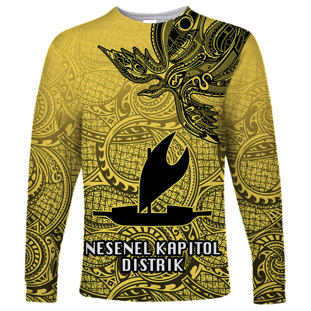 Papua New Guinea National Capital District Long Sleeve Shirt PNG Birds Of Paradise Polynesian Arty Style LT03 Unisex Yellow - Polynesian Pride