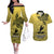 Personalised Papua New Guinea National Capital District Couples Matching Off The Shoulder Long Sleeve Dress and Hawaiian Shirt PNG Birds Of Paradise Polynesian Arty Style LT03 Yellow - Polynesian Pride