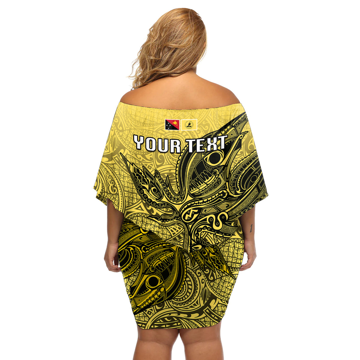 Personalised Papua New Guinea National Capital District Off Shoulder Short Dress PNG Birds Of Paradise Polynesian Arty Style LT03 - Polynesian Pride