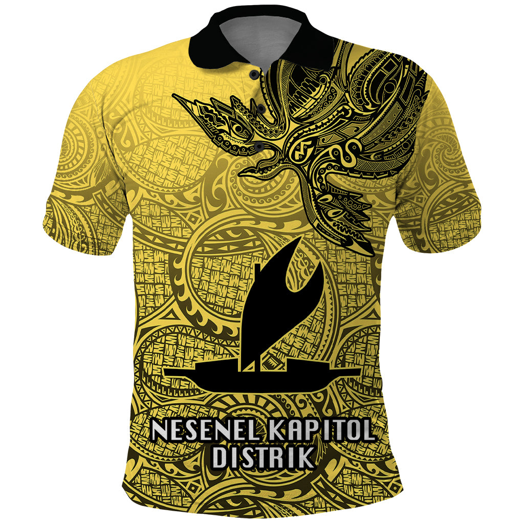Personalised Papua New Guinea National Capital District Polo Shirt PNG Birds Of Paradise Polynesian Arty Style LT03 Yellow - Polynesian Pride