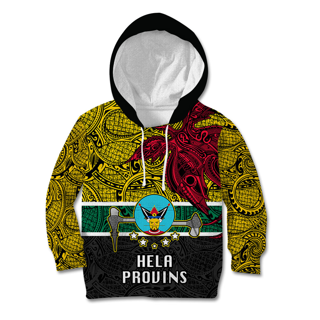 Papua New Guinea Hela Province Kid Hoodie PNG Birds Of Paradise Polynesian Arty Style LT03 Hoodie Yellow - Polynesian Pride