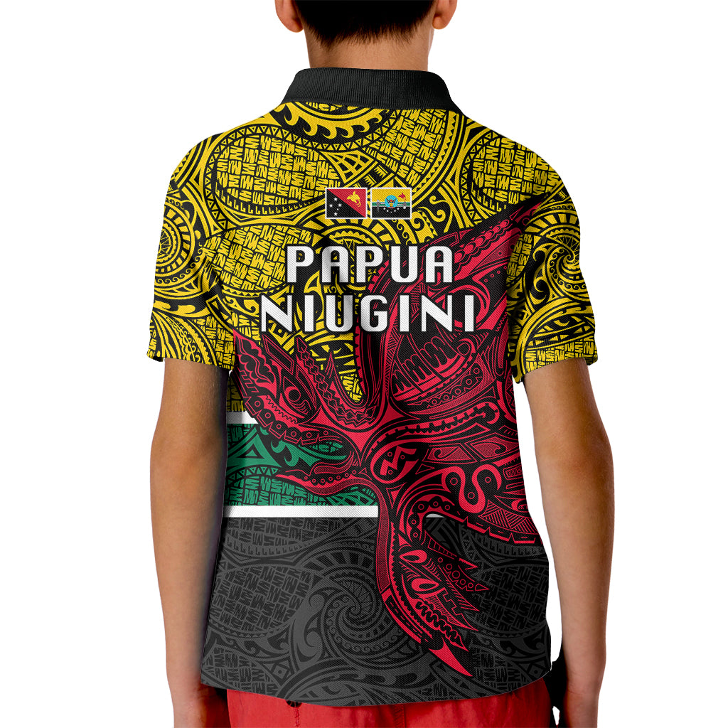 Papua New Guinea Hela Province Kid Polo Shirt PNG Birds Of Paradise Polynesian Arty Style LT03 - Polynesian Pride