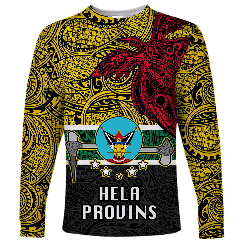 Papua New Guinea Hela Province Long Sleeve Shirt PNG Birds Of Paradise Polynesian Arty Style LT03 Unisex Yellow - Polynesian Pride