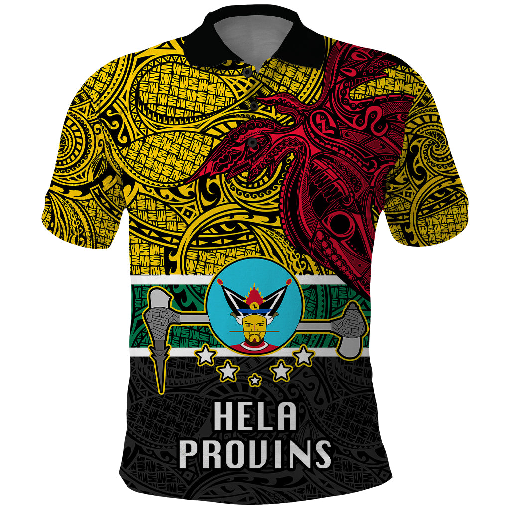 Papua New Guinea Hela Province Polo Shirt PNG Birds Of Paradise Polynesian Arty Style LT03 Yellow - Polynesian Pride