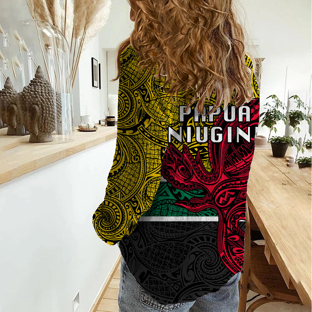 Papua New Guinea Hela Province Women Casual Shirt PNG Birds Of Paradise Polynesian Arty Style LT03 - Polynesian Pride