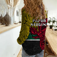 Papua New Guinea Hela Province Women Casual Shirt PNG Birds Of Paradise Polynesian Arty Style LT03 - Polynesian Pride