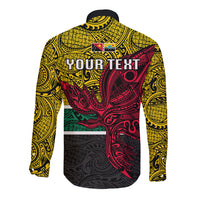 Personalised Papua New Guinea Hela Province Long Sleeve Button Shirt PNG Birds Of Paradise Polynesian Arty Style LT03 - Polynesian Pride