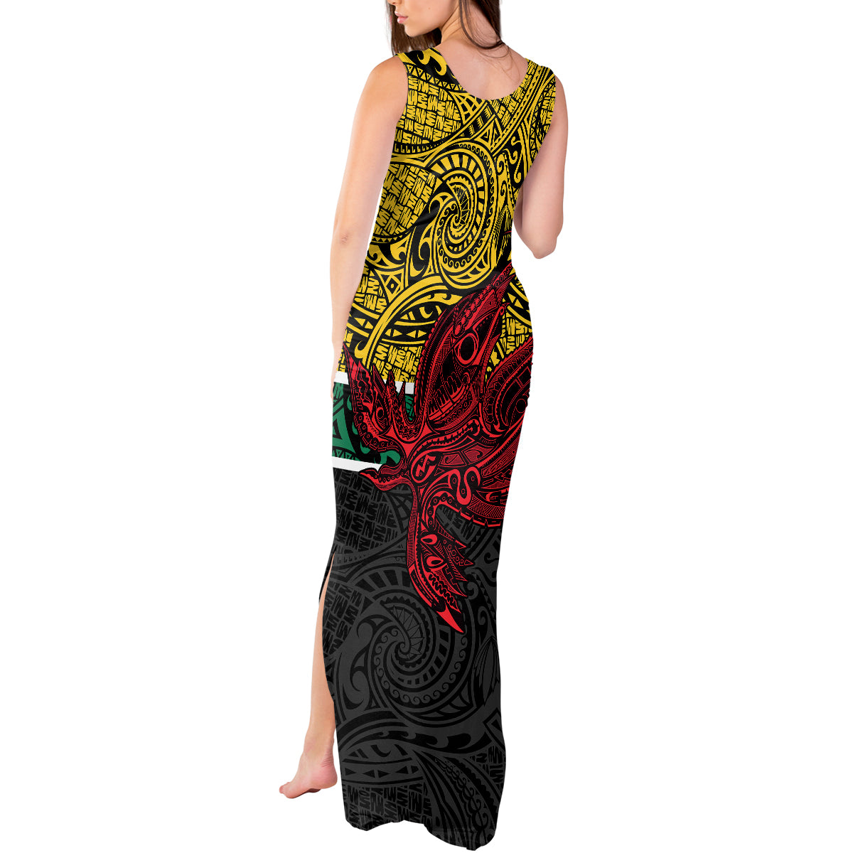 Personalised Papua New Guinea Hela Province Tank Maxi Dress PNG Birds Of Paradise Polynesian Arty Style LT03 - Polynesian Pride