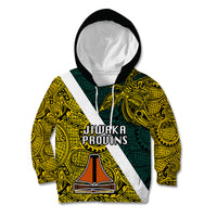 Papua New Guinea Jiwaka Province Kid Hoodie PNG Birds Of Paradise Polynesian Arty Style LT03 Hoodie Yellow - Polynesian Pride
