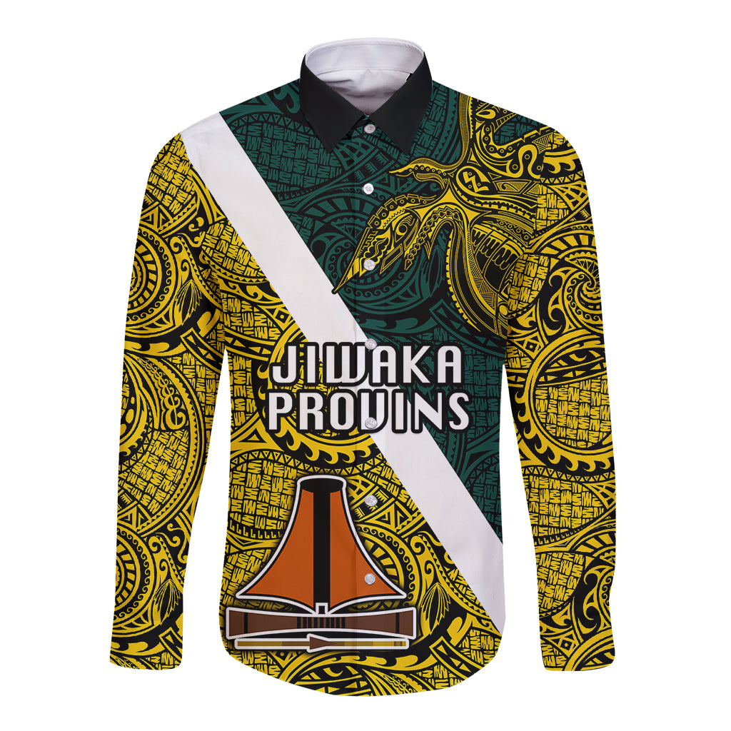 Papua New Guinea Jiwaka Province Long Sleeve Button Shirt PNG Birds Of Paradise Polynesian Arty Style LT03 Unisex Yellow - Polynesian Pride