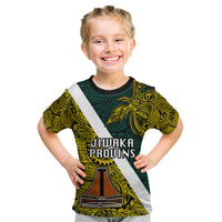 Personalised Papua New Guinea Jiwaka Province Kid T Shirt PNG Birds Of Paradise Polynesian Arty Style LT03 Yellow - Polynesian Pride