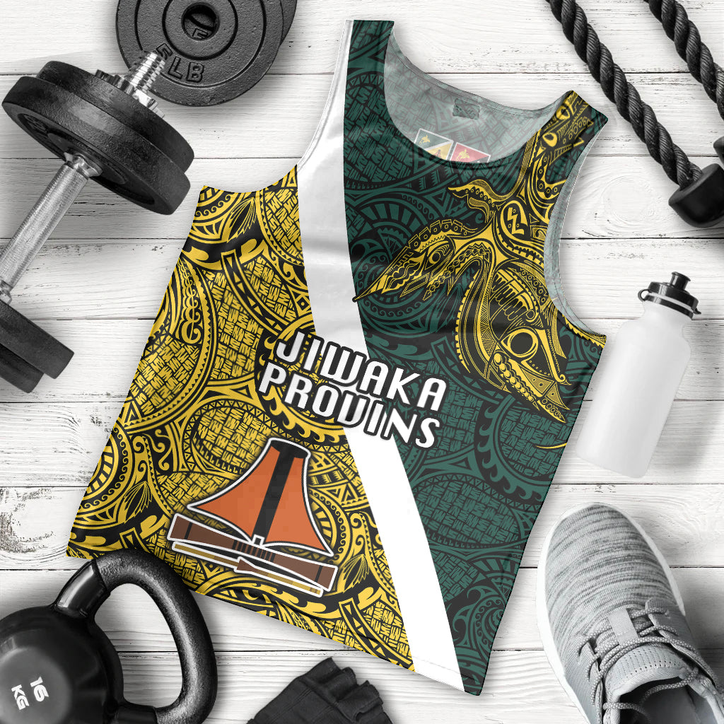 Personalised Papua New Guinea Jiwaka Province Men Tank Top PNG Birds Of Paradise Polynesian Arty Style LT03 Yellow - Polynesian Pride