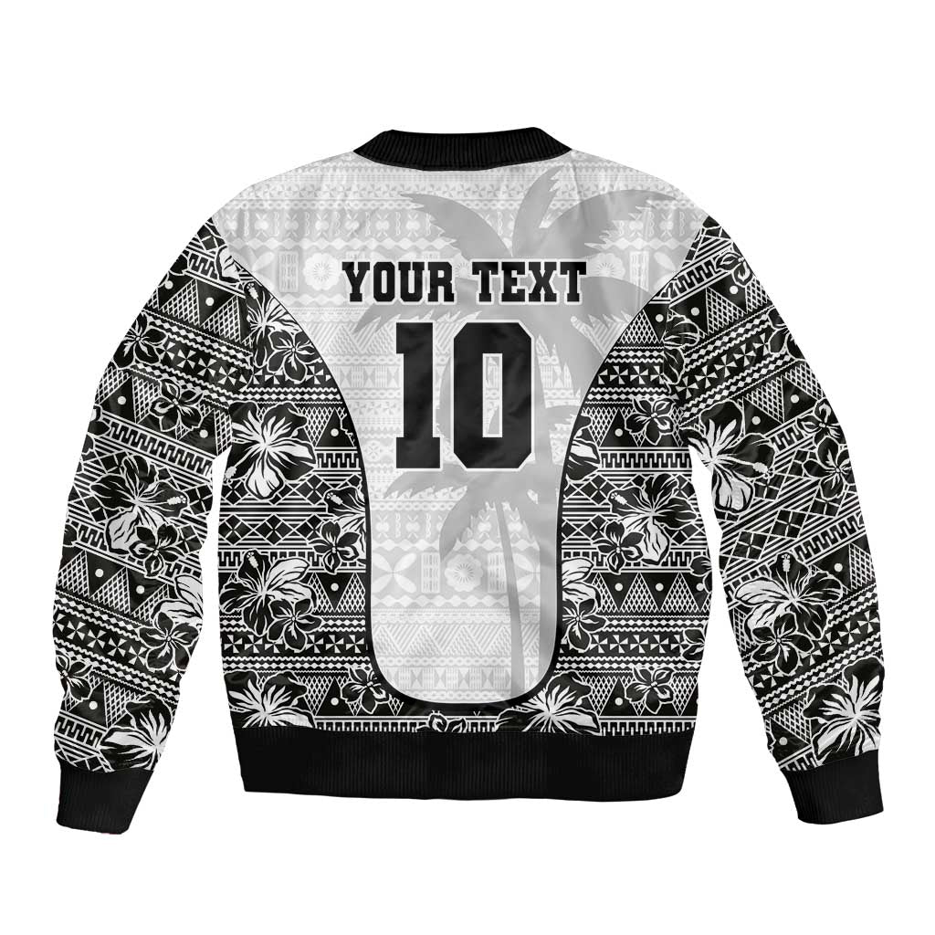 Custom Fiji Pacific Rugby 2024 Bomber Jacket Tapa Tribal and Fijian Masi Pattern