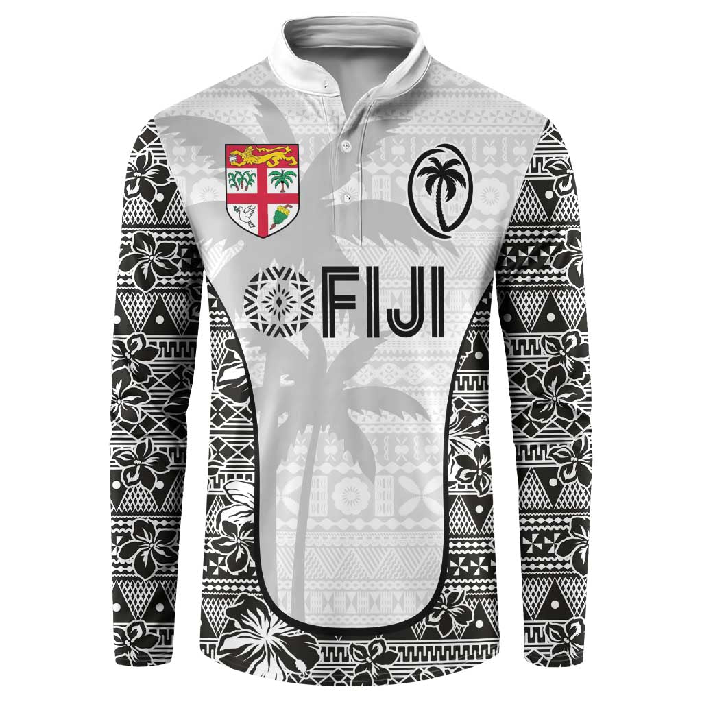 Custom Fiji Pacific Rugby 2024 Button Sweatshirt Tapa Tribal and Fijian Masi Pattern