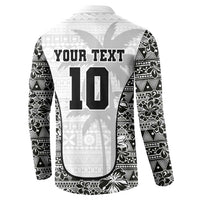 Custom Fiji Pacific Rugby 2024 Button Sweatshirt Tapa Tribal and Fijian Masi Pattern