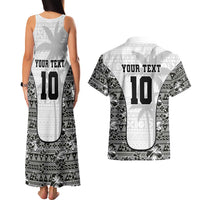 Custom Fiji Pacific Rugby 2024 Couples Matching Tank Maxi Dress and Hawaiian Shirt Tapa Tribal and Fijian Masi Pattern