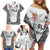 Custom Fiji Pacific Rugby 2024 Family Matching Off Shoulder Short Dress and Hawaiian Shirt Tapa Tribal and Fijian Masi Pattern