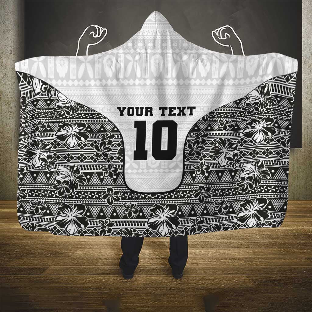 Custom Fiji Pacific Rugby 2024 Hooded Blanket Tapa Tribal and Fijian Masi Pattern