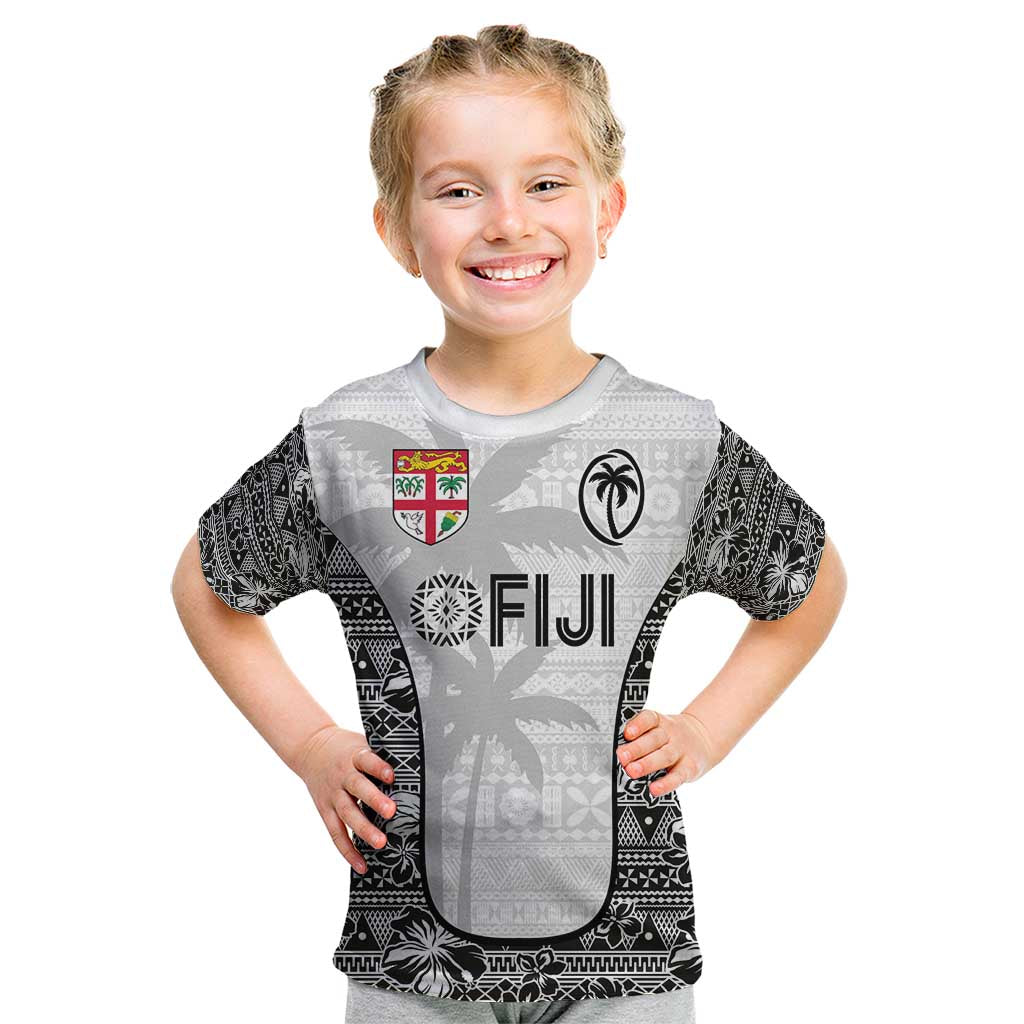 Custom Fiji Pacific Rugby 2024 Kid T Shirt Tapa Tribal and Fijian Masi Pattern