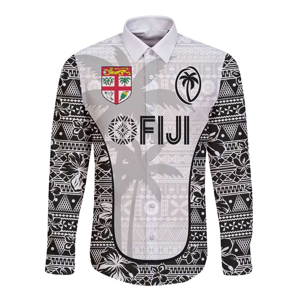 Custom Fiji Pacific Rugby 2024 Long Sleeve Button Shirt Tapa Tribal and Fijian Masi Pattern