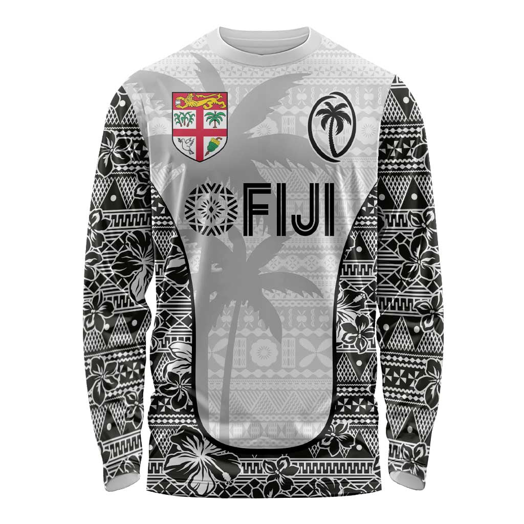 Custom Fiji Pacific Rugby 2024 Long Sleeve Shirt Tapa Tribal and Fijian Masi Pattern