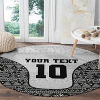 Custom Fiji Pacific Rugby 2024 Round Carpet Tapa Tribal and Fijian Masi Pattern