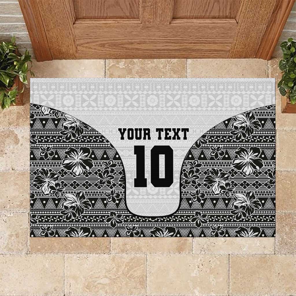 Custom Fiji Pacific Rugby 2024 Rubber Doormat Tapa Tribal and Fijian Masi Pattern