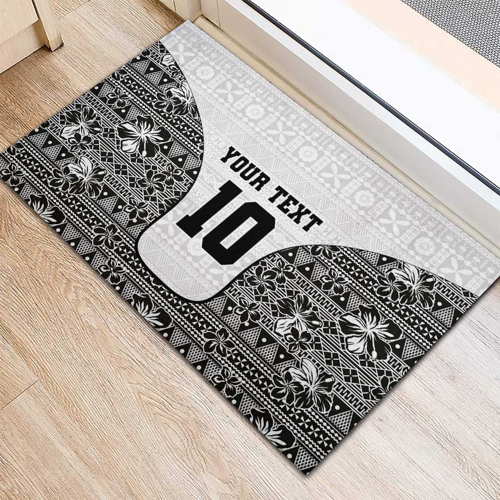 Custom Fiji Pacific Rugby 2024 Rubber Doormat Tapa Tribal and Fijian Masi Pattern