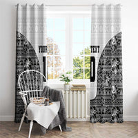Custom Fiji Pacific Rugby 2024 Window Curtain Tapa Tribal and Fijian Masi Pattern