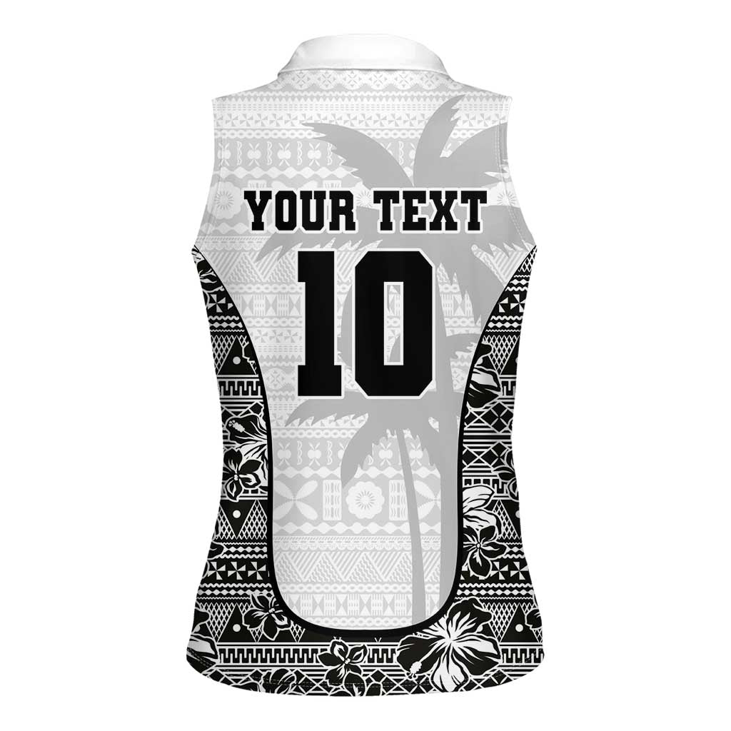 Custom Fiji Pacific Rugby 2024 Women Sleeveless Polo Shirt Tapa Tribal and Fijian Masi Pattern