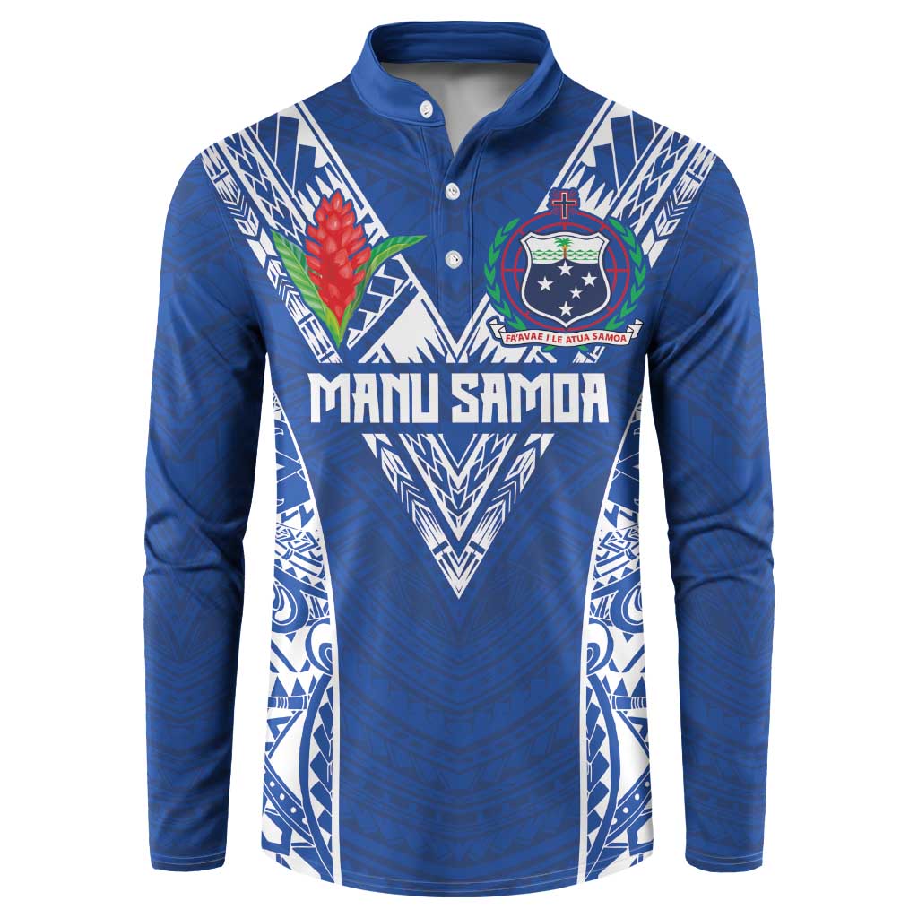 Custom Samoa Pacific Rugby 2024 Button Sweatshirt Polynesian Pacific Tribal Pattern