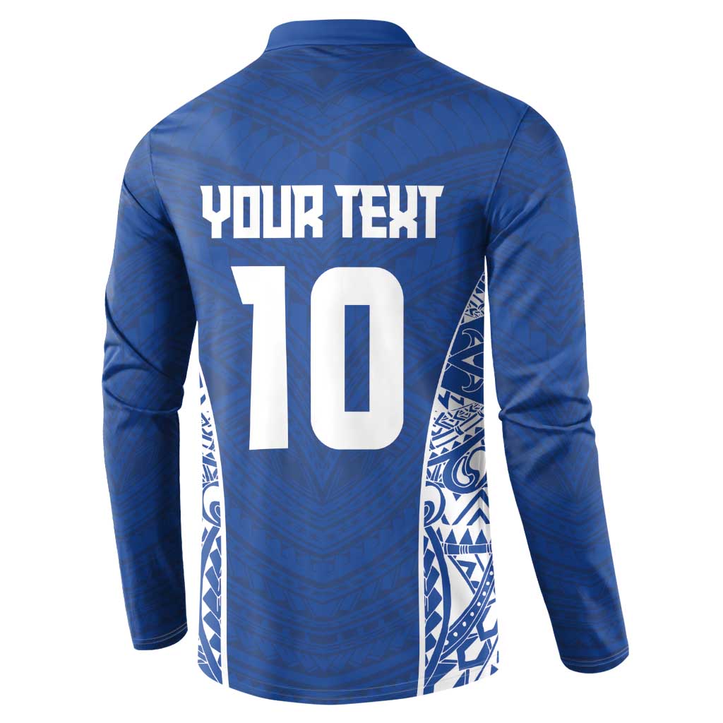 Custom Samoa Pacific Rugby 2024 Button Sweatshirt Polynesian Pacific Tribal Pattern