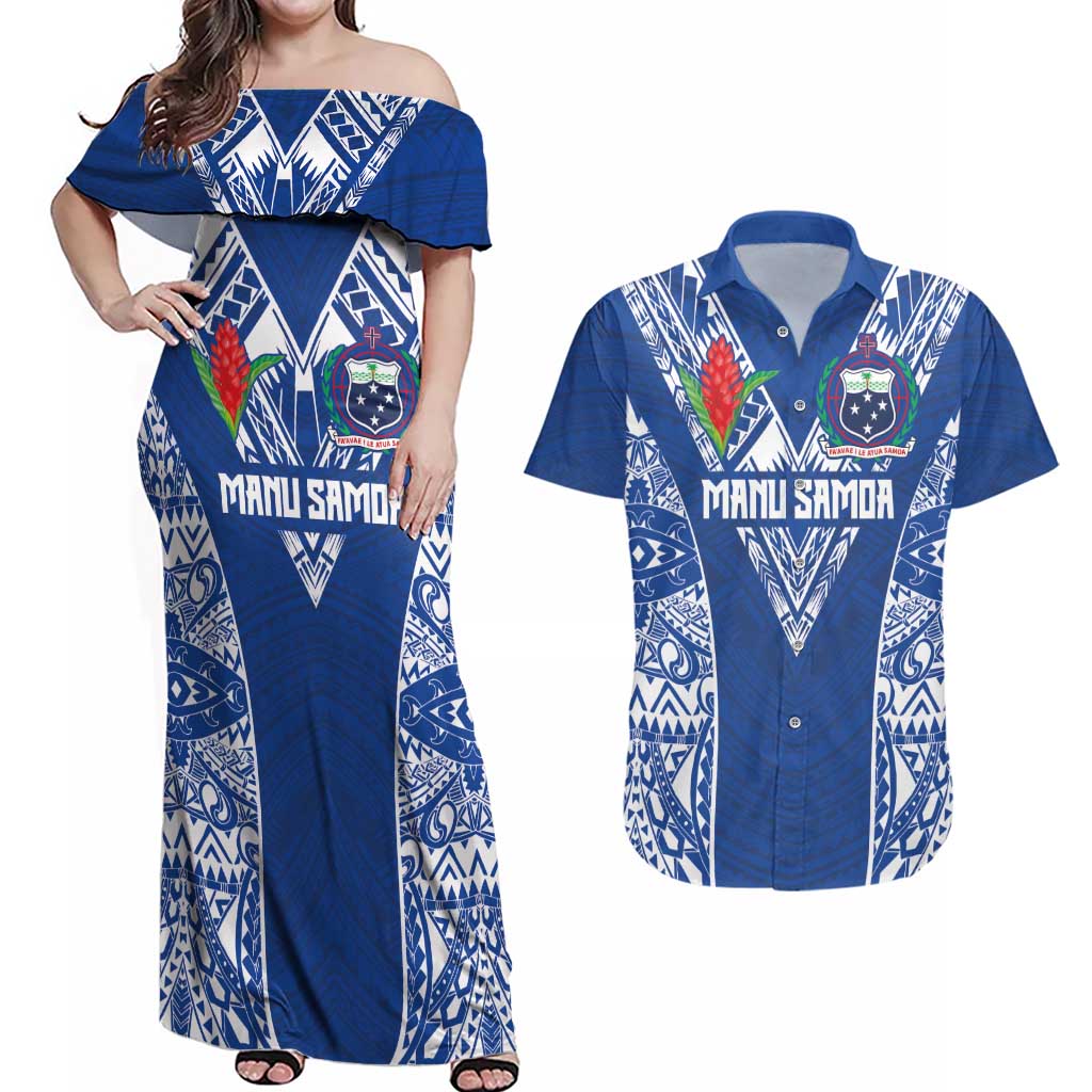 Custom Samoa Pacific Rugby 2024 Couples Matching Off Shoulder Maxi Dress and Hawaiian Shirt Polynesian Pacific Tribal Pattern