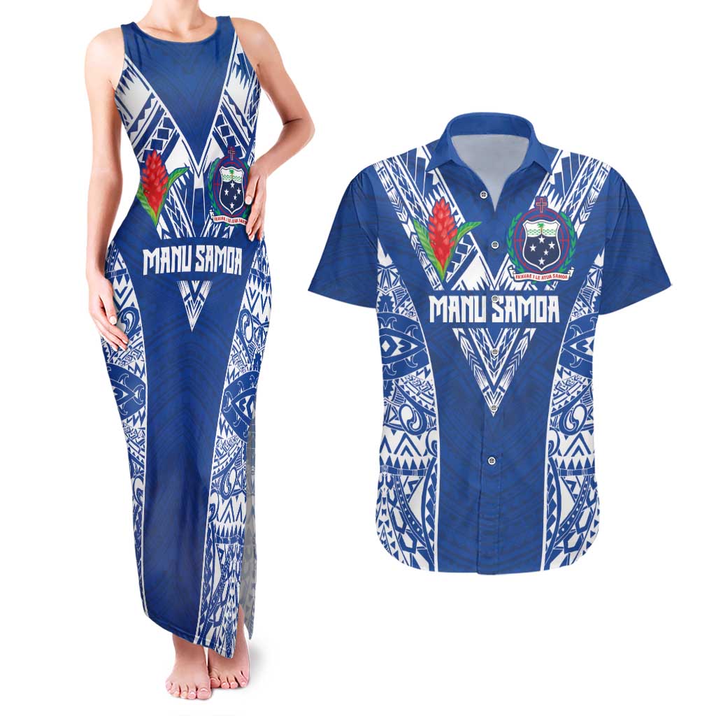 Custom Samoa Pacific Rugby 2024 Couples Matching Tank Maxi Dress and Hawaiian Shirt Polynesian Pacific Tribal Pattern