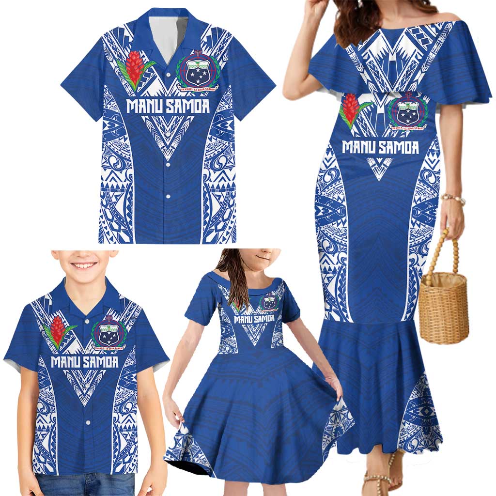 Custom Samoa Pacific Rugby 2024 Family Matching Mermaid Dress and Hawaiian Shirt Polynesian Pacific Tribal Pattern