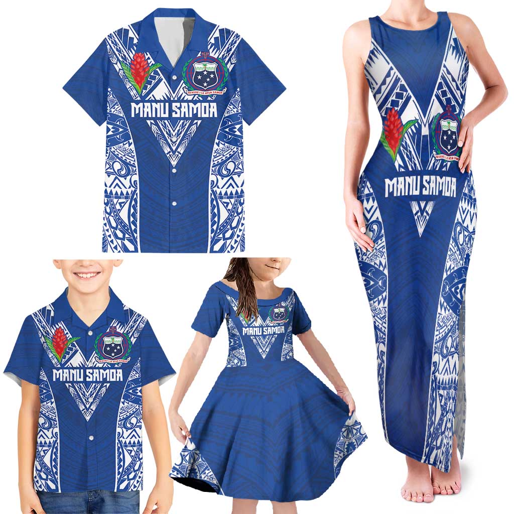 Custom Samoa Pacific Rugby 2024 Family Matching Tank Maxi Dress and Hawaiian Shirt Polynesian Pacific Tribal Pattern