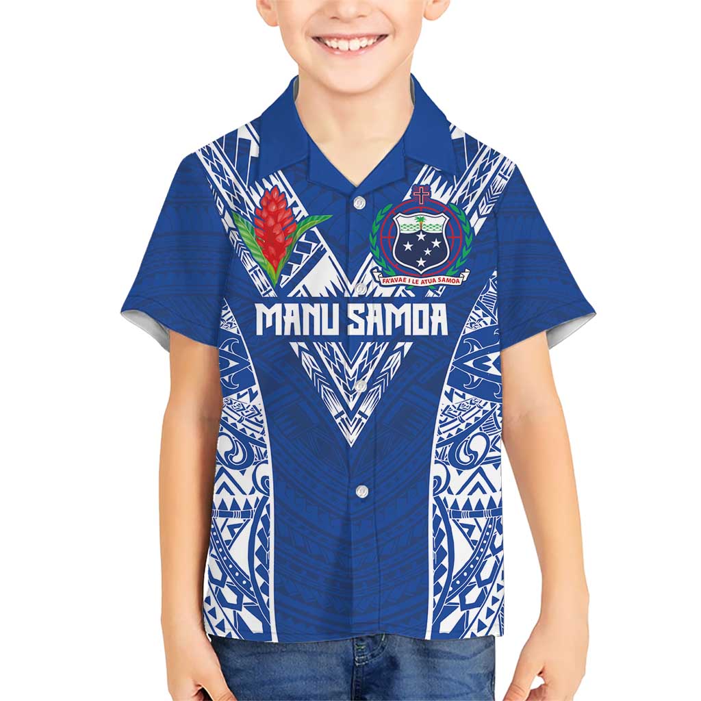 Custom Samoa Pacific Rugby 2024 Kid Hawaiian Shirt Polynesian Pacific Tribal Pattern