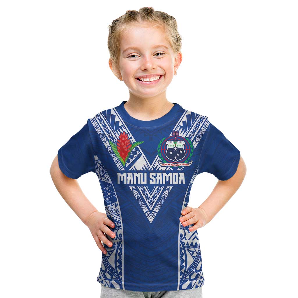 Custom Samoa Pacific Rugby 2024 Kid T Shirt Polynesian Pacific Tribal Pattern