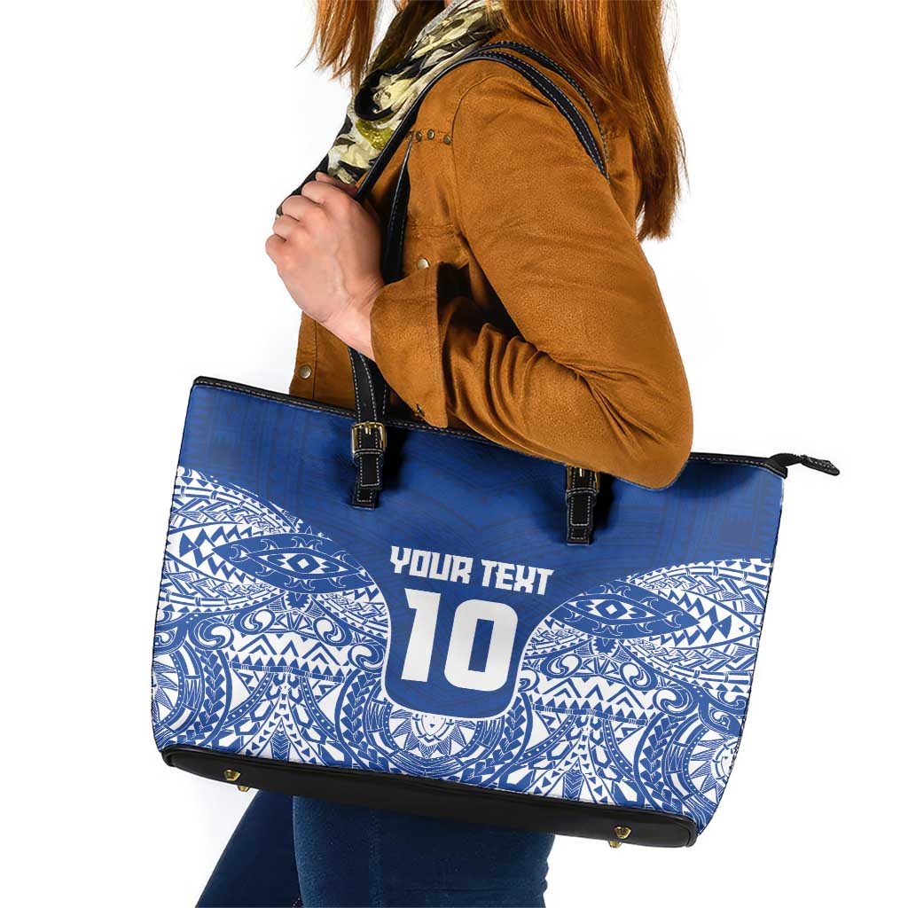 Custom Samoa Pacific Rugby 2024 Leather Tote Bag Polynesian Pacific Tribal Pattern