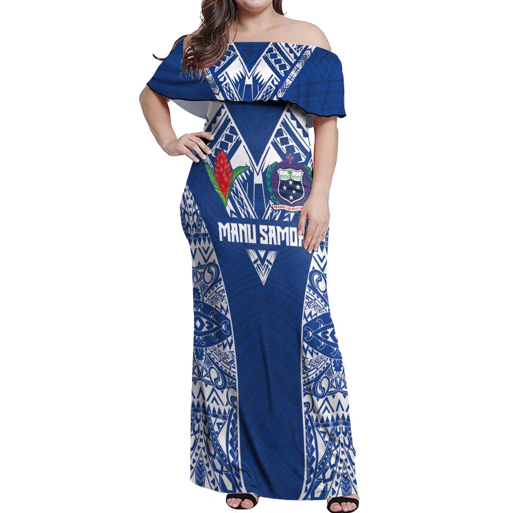 Custom Samoa Pacific Rugby 2024 Off Shoulder Maxi Dress Polynesian Pacific Tribal Pattern