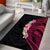 Hawaiian Tropical Plumeria Art Polynesian Tattoo Area Rug Black and Bright Pink Color