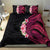 Hawaiian Tropical Plumeria Art Polynesian Tattoo Bedding Set Black and Bright Pink Color