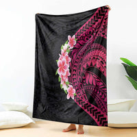Hawaiian Tropical Plumeria Art Polynesian Tattoo Blanket Black and Bright Pink Color LT03 - Polynesian Pride