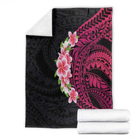 Hawaiian Tropical Plumeria Art Polynesian Tattoo Blanket Black and Bright Pink Color LT03 - Polynesian Pride
