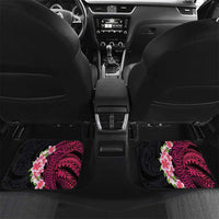 Hawaiian Tropical Plumeria Art Polynesian Tattoo Car Mats Black and Bright Pink Color