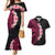 Hawaiian Tropical Plumeria Art Polynesian Tattoo Couples Matching Mermaid Dress and Hawaiian Shirt Black and Bright Pink Color